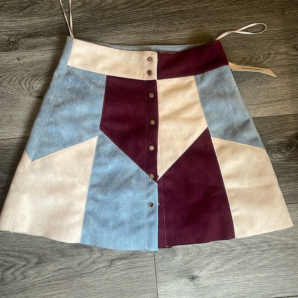 Patchwork faux suede mini skirt by wyldr size XS